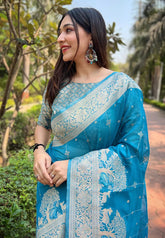 Organza Multi-color Party-wear Saree